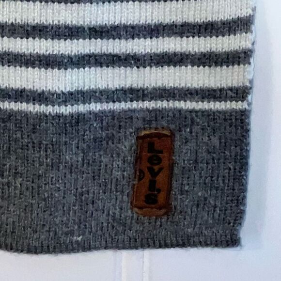 Levi’s Striped Scarf Mens 8X54 Gray And Cream Cabin Core Classic core Preppy - Picture 4 of 8